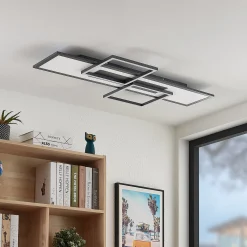 Lucande LED-kattovalaisin Narumi, CCT, 110cm, musta, alumiini