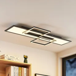 Lucande LED-kattovalaisin Narumi, CCT, 110cm, musta, alumiini