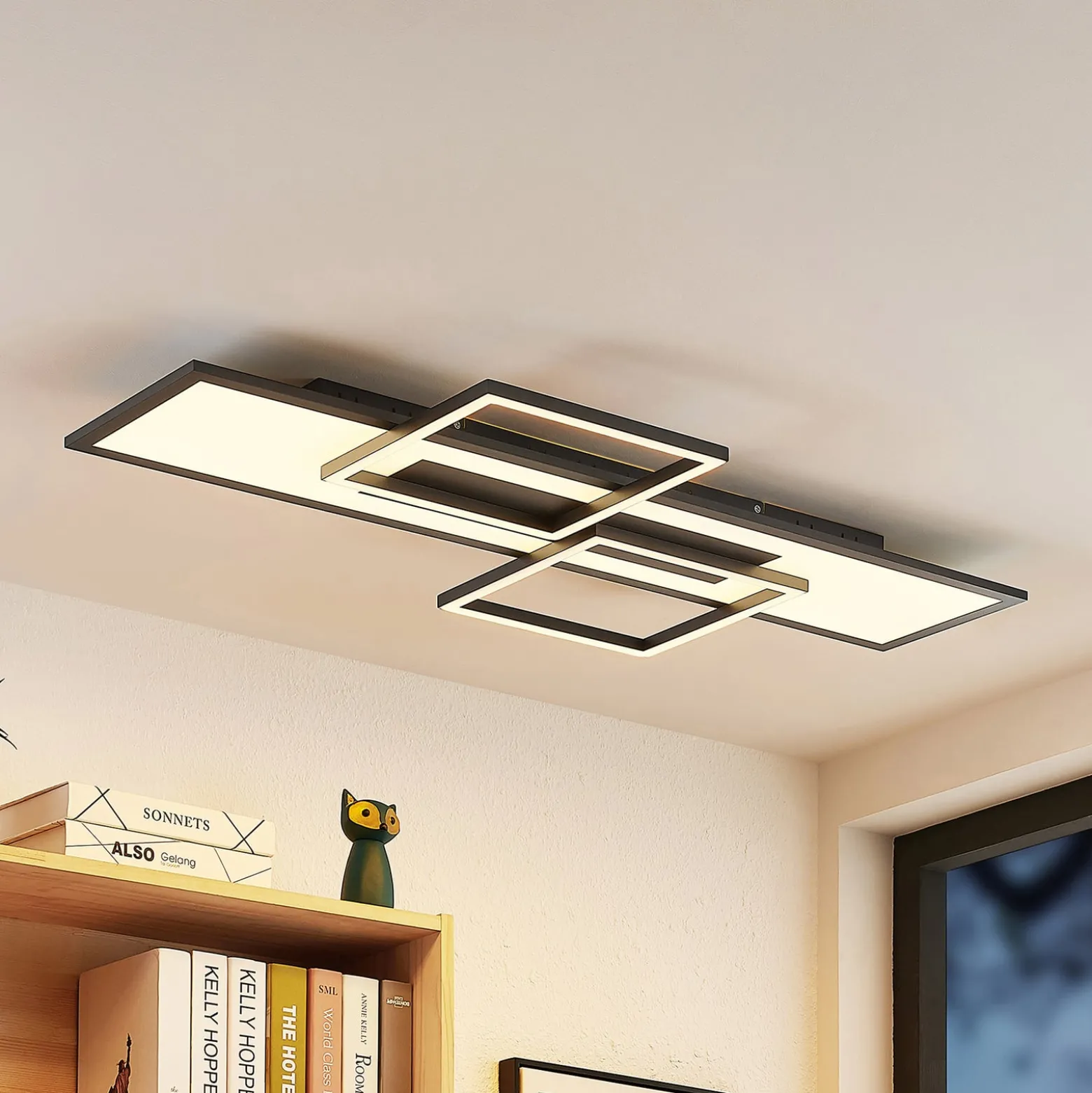 Lucande LED-kattovalaisin Narumi, CCT, 110cm, musta, alumiini