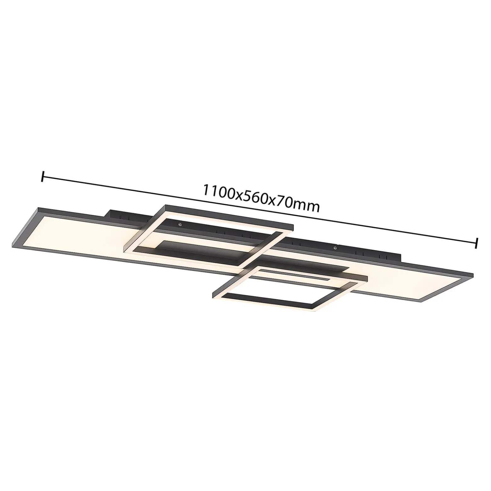 Lucande LED-kattovalaisin Narumi, CCT, 110cm, musta, alumiini