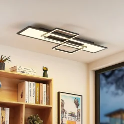 Lucande LED-kattovalaisin Narumi, CCT, 110cm, musta, alumiini
