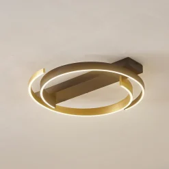 Lucande LED-kattovalaisin Natsuma, musta/kulta, metalli, Ø 50 cm