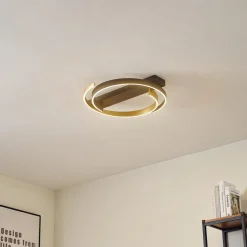 Lucande LED-kattovalaisin Natsuma, musta/kulta, metalli, Ø 50 cm