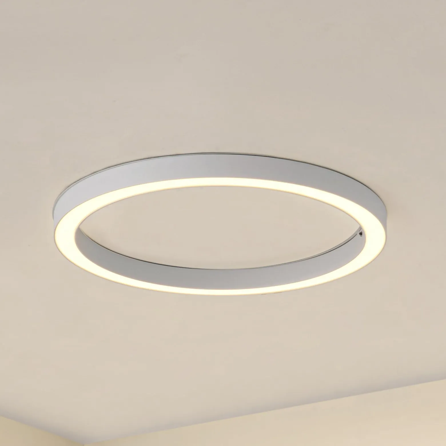 Lucande LED-kattovalaisin Neor, valkoinen, Ø 60 cm, CCT, himmennettävä
