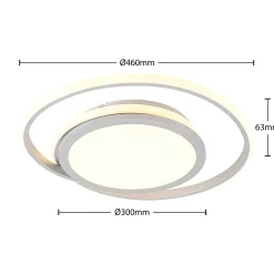 Lucande LED-kattovalaisin Noud, 49 cm, hopea, alumiini, himmennettävä