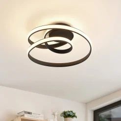 Lucande LED kattovalaisin Sakina, musta, metalli, Ø 48cm
