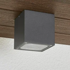 Lucande LED-kattovalaisin Tanea, 10x10 cm, tummanharmaa, IP54