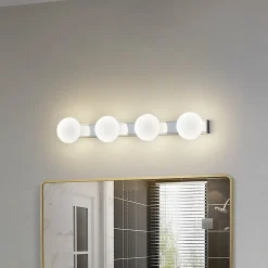 Lucande LED-kylpyhuoneen seinävalaisin Myrra, kromi, lasi, 60 cm, IP44