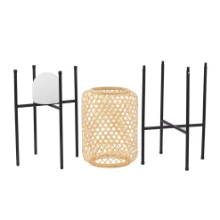 Lucande LED-lattiavalaisin Adebi, musta, bambu, Ø32.5cm