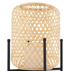 Lucande LED-lattiavalaisin Adebi, musta, bambu, Ø32.5cm
