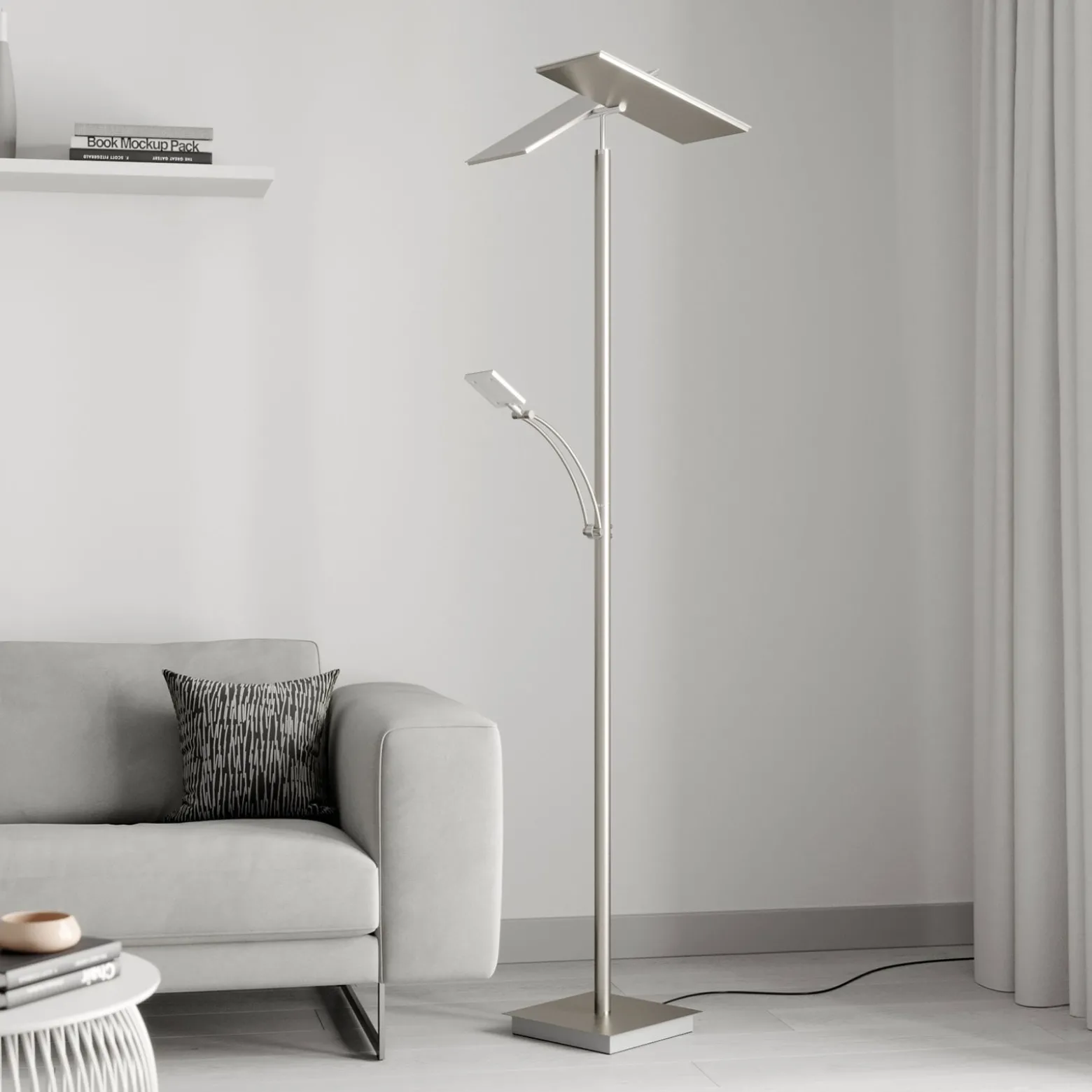 Lucande LED-lattiavalaisin Parthena, nikkeli, metalli, 180 cm