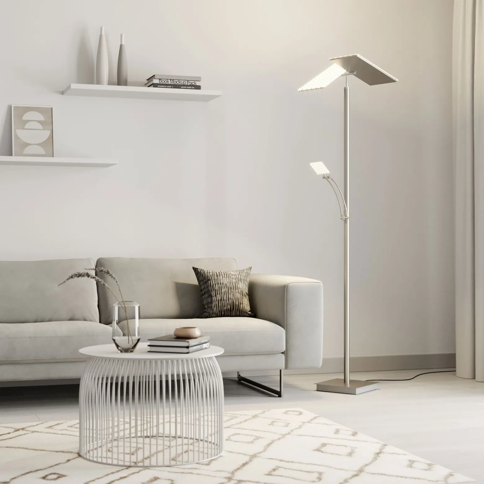 Lucande LED-lattiavalaisin Parthena, nikkeli, metalli, 180 cm