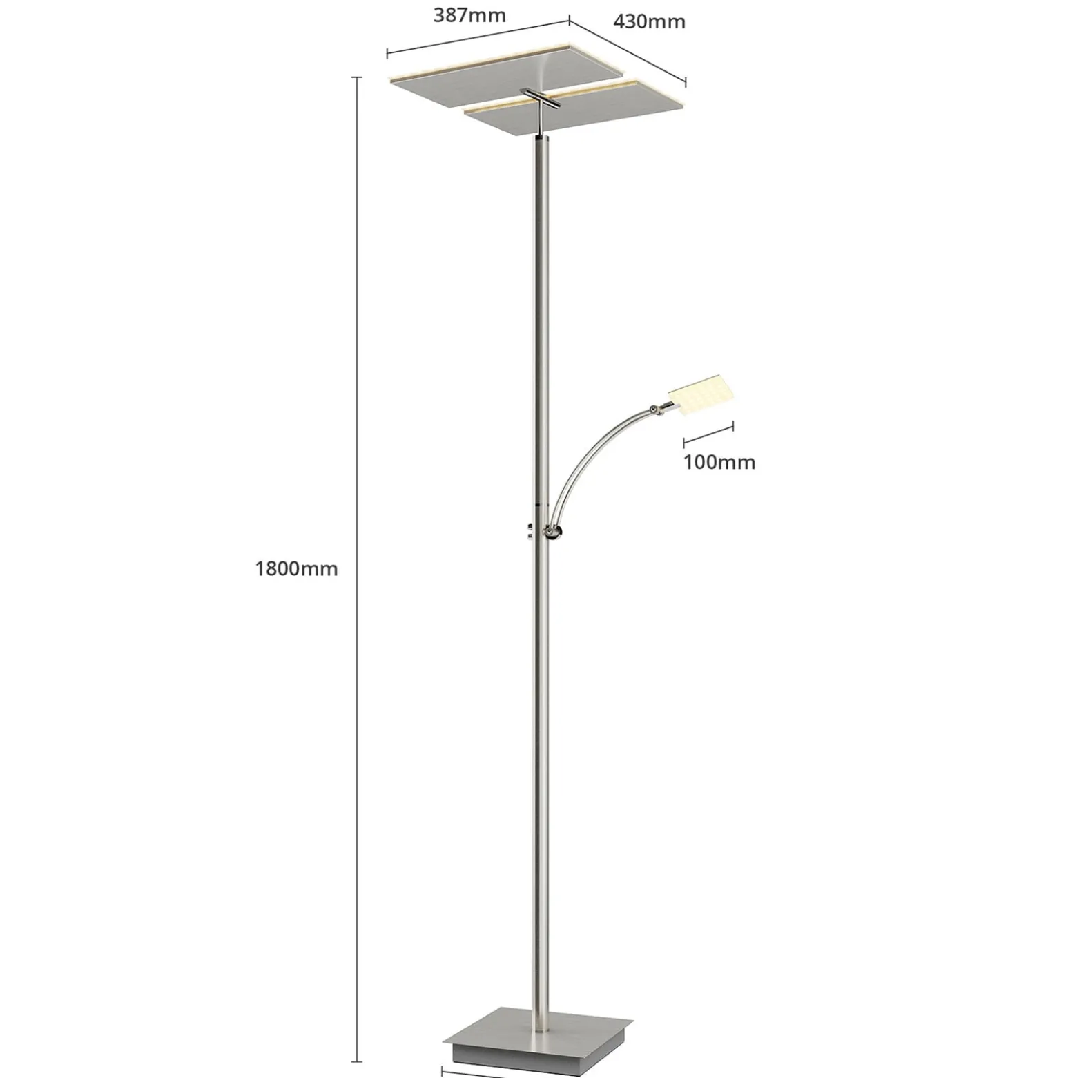 Lucande LED-lattiavalaisin Parthena, nikkeli, metalli, 180 cm