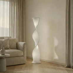 Lucande LED-lattiavalo Novelle, valkoinen, CCT, korkeus 137 cm, Ø 29 cm