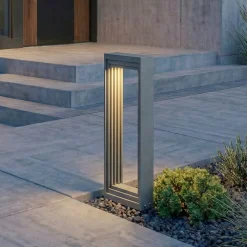 Lucande LED-pollarivalaisin Ashkan, korkeus 40 cm, antrasiitti, IP65