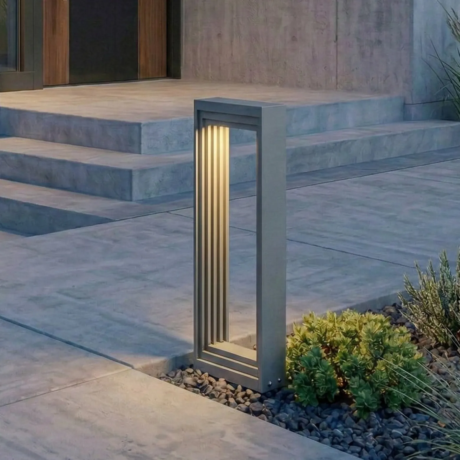 Lucande LED-pollarivalaisin Ashkan, korkeus 40 cm, antrasiitti, IP65
