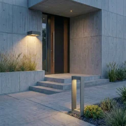 Lucande LED-pollarivalaisin Ashkan, korkeus 40 cm, antrasiitti, IP65
