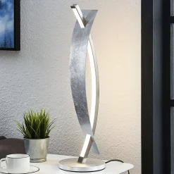 Lucande LED-pöytävalaisin Marija, hopeanvärinen, himmennettävä, 62 cm