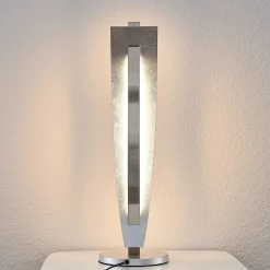 Lucande LED-pöytävalaisin Marija, hopeanvärinen, himmennettävä, 62 cm