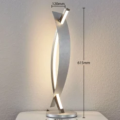 Lucande LED-pöytävalaisin Marija, hopeanvärinen, himmennettävä, 62 cm