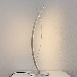 Lucande LED-pöytävalaisin Marija, hopeanvärinen, himmennettävä, 62 cm