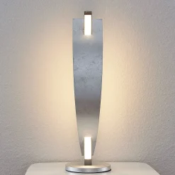 Lucande LED-pöytävalaisin Marija, hopeanvärinen, himmennettävä, 62 cm
