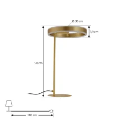 Lucande LED-pöytävalaisin Yekta, messingin värinen, 59 cm, himmennettävä