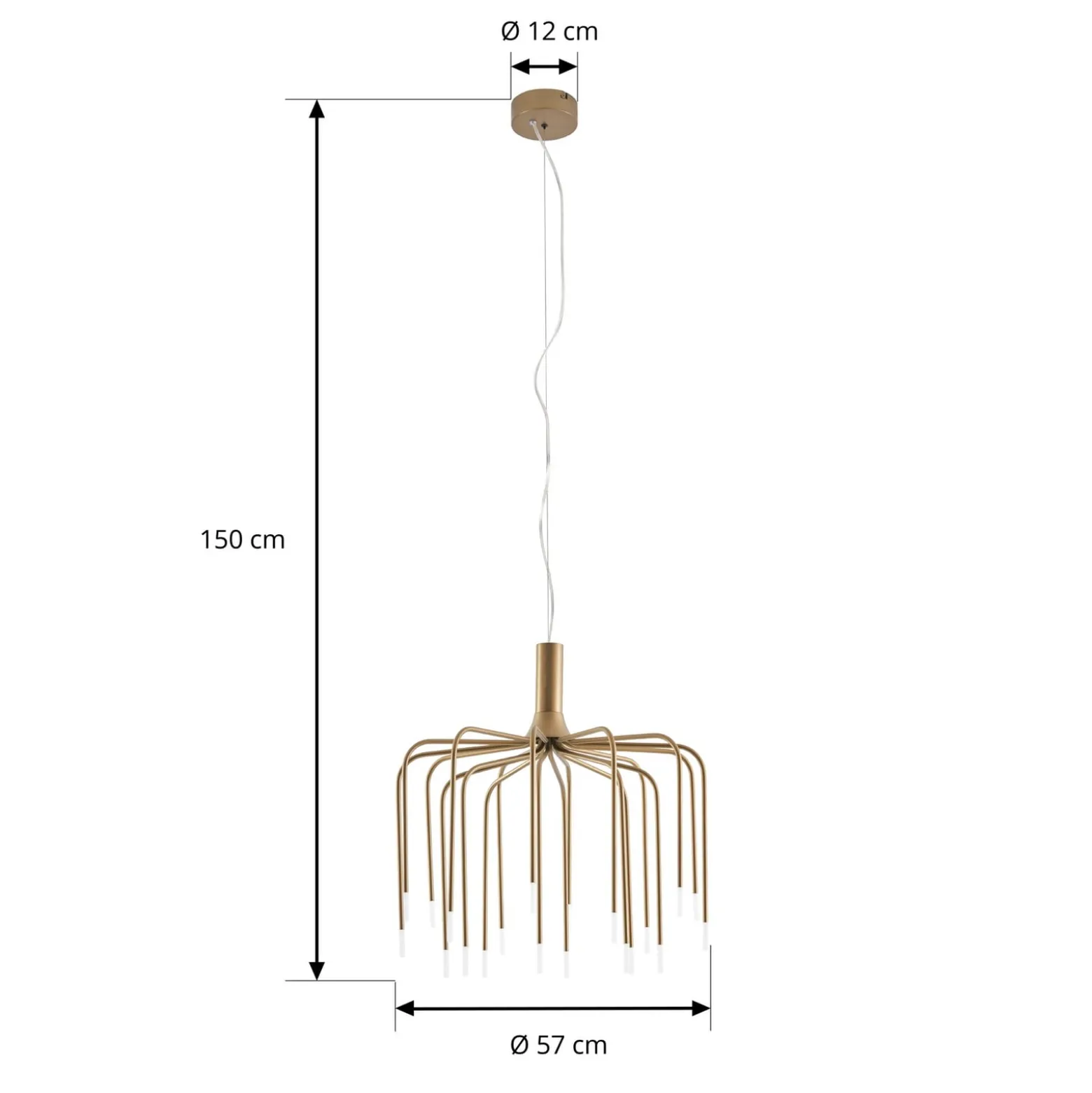 Lucande LED-riippuvalaisin Ariadne, halkaisija 57 cm, mattakulta, 20 lamellia