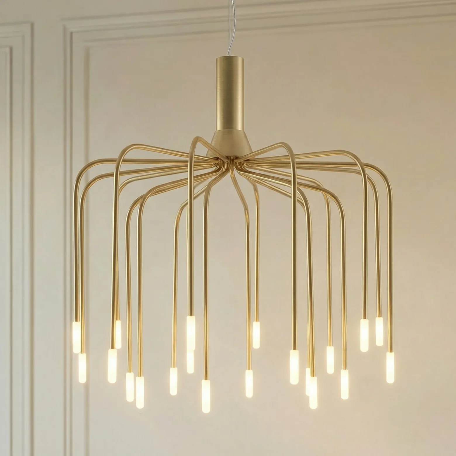 Lucande LED-riippuvalaisin Ariadne, halkaisija 57 cm, mattakulta, 20 lamellia