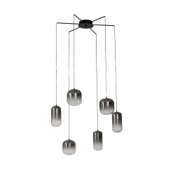 Lucande LED-riippuvalaisin Avelina, savunharmaa, 6-lamppuinen