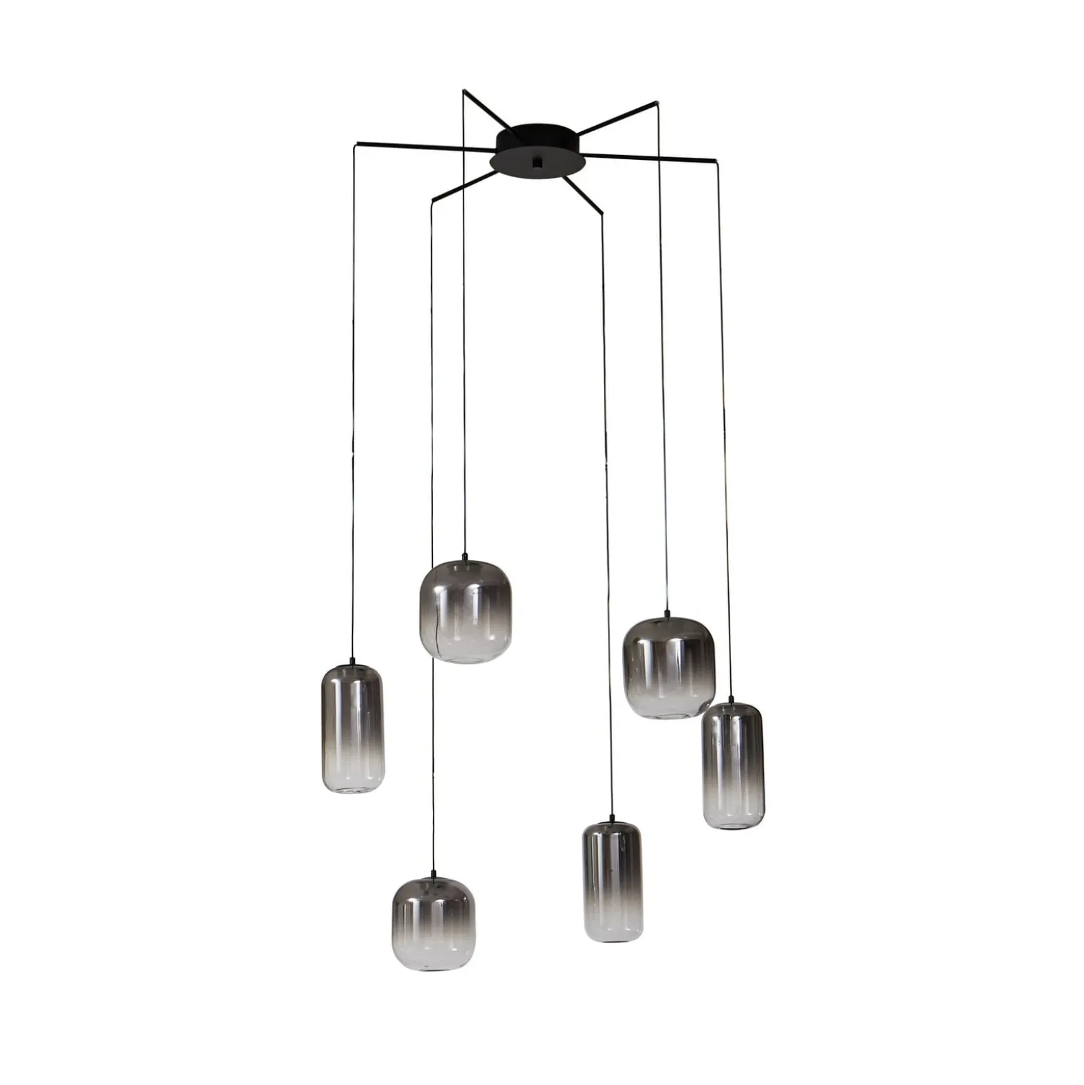 Lucande LED-riippuvalaisin Avelina, savunharmaa, 6-lamppuinen