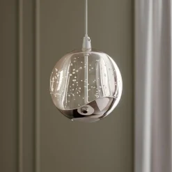 Lucande LED-riippuvalaisin Hayley, Ø 9 cm, krominvärinen, lasi