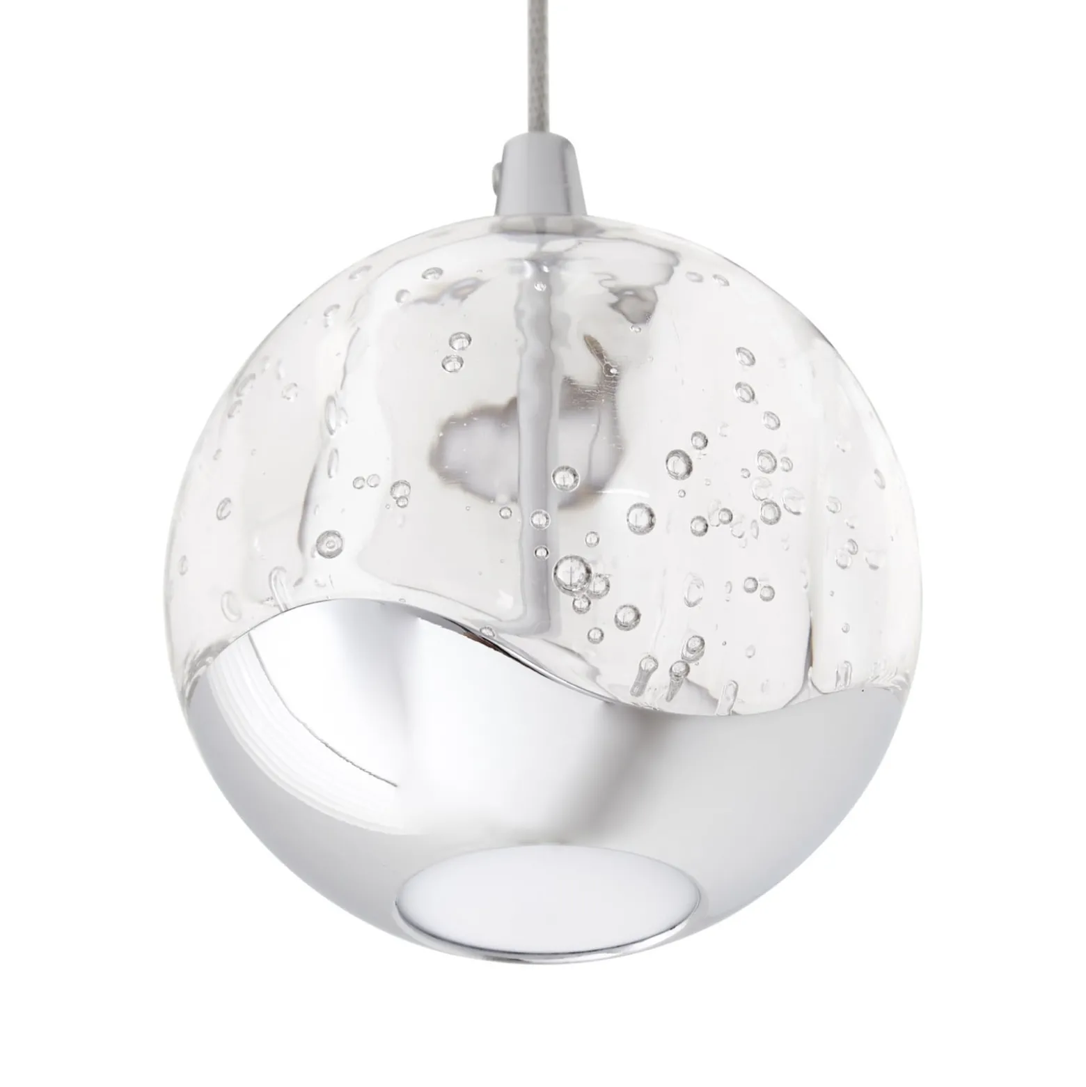 Lucande LED-riippuvalaisin Hayley, Ø 9 cm, krominvärinen, lasi