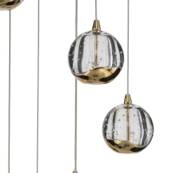 Lucande LED-riippuvalaisin Hayley, Ø 40 cm, 9-lamppuinen, kultainen, lasia