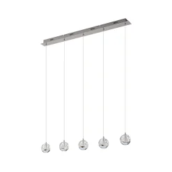 Lucande LED-riippuvalaisin Hayley, 96 cm, 5-valo, kromi, lasi