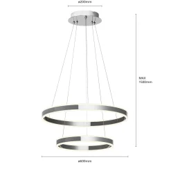 Lucande LED-riippuvalaisin Lyani, 60 cm, 2-valo, kromi, himmennettävä
