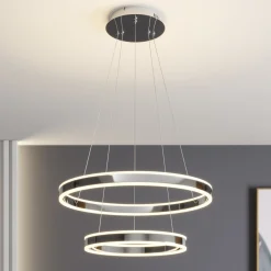 Lucande LED-riippuvalaisin Lyani, 60 cm, 2-valo, kromi, himmennettävä
