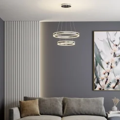 Lucande LED-riippuvalaisin Lyani, 60 cm, 2-valo, kromi, himmennettävä