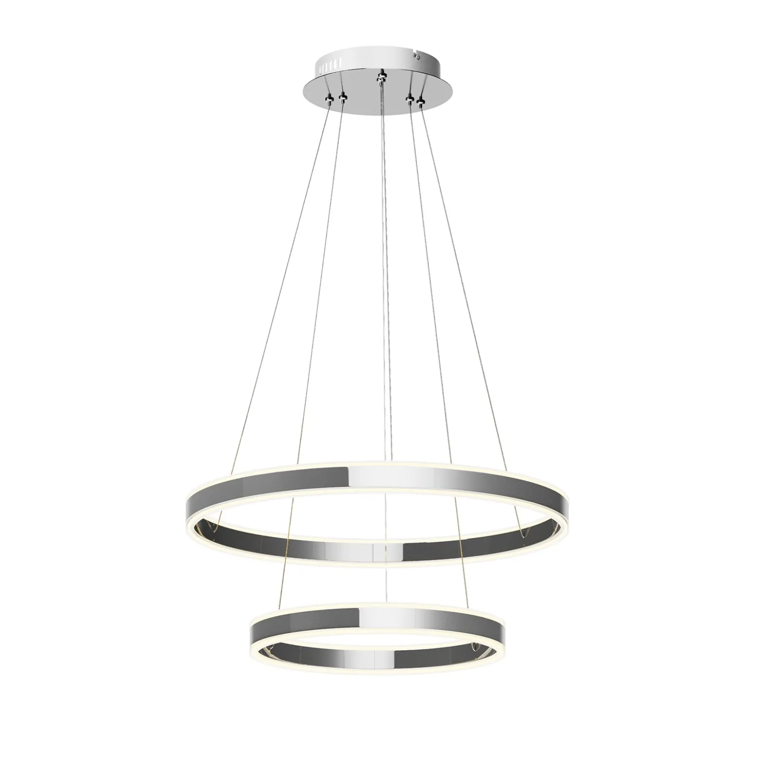 Lucande LED-riippuvalaisin Lyani, 60 cm, 2-valo, kromi, himmennettävä