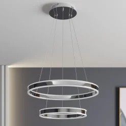 Lucande LED-riippuvalaisin Lyani, 60 cm, 2-valo, kromi, himmennettävä