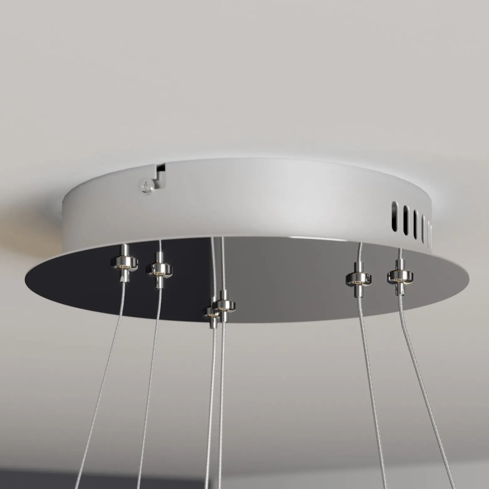 Lucande LED-riippuvalaisin Lyani, 60 cm, 2-valo, kromi, himmennettävä