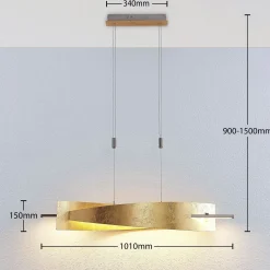 Lucande LED-riippuvalaisin Marija, 101 cm, kullanvärinen, himmennettävä