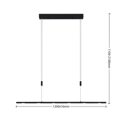 Lucande LED-riippuvalaisin Stakato, 120 cm, 6 valoa, himmennettävä