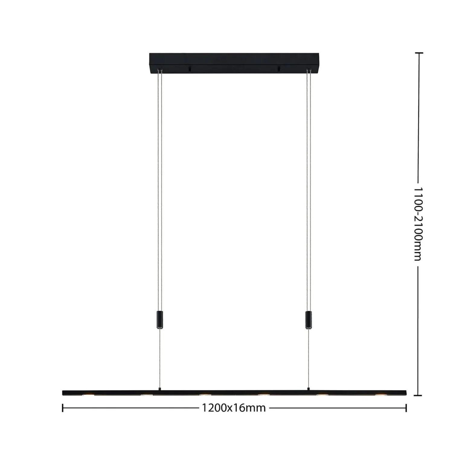 Lucande LED-riippuvalaisin Stakato, 120 cm, 6 valoa, himmennettävä