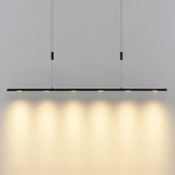 Lucande LED-riippuvalaisin Stakato, 120 cm, 6 valoa, himmennettävä