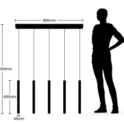 Lucande LED-riippuvalaisin Stoika, 88 cm, 5-lamppuinen, metalli