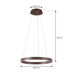 Lucande LED-riippuvalaisin Yonam, Ø 60 cm, 1-lamppuinen, ruskea, CCT