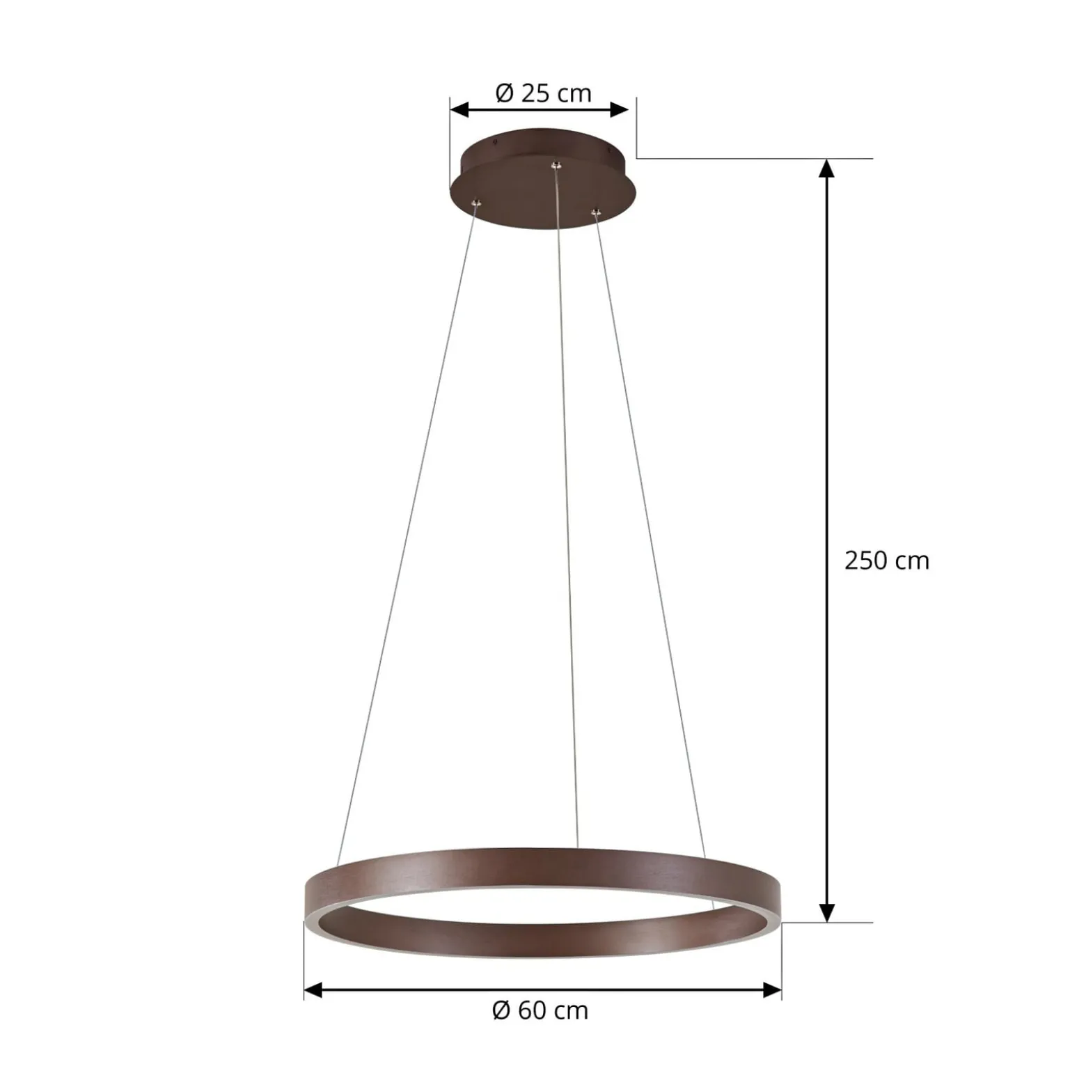 Lucande LED-riippuvalaisin Yonam, Ø 60 cm, 1-lamppuinen, ruskea, CCT
