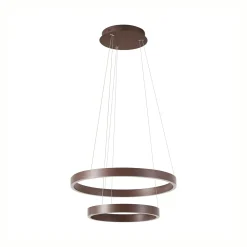Lucande LED-riippuvalaisin Yonam, Ø 60 cm, 2-lamppuinen, ruskea, CCT