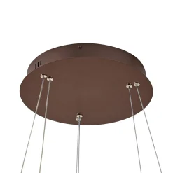 Lucande LED-riippuvalaisin Yonam, Ø 60 cm, 2-lamppuinen, ruskea, CCT